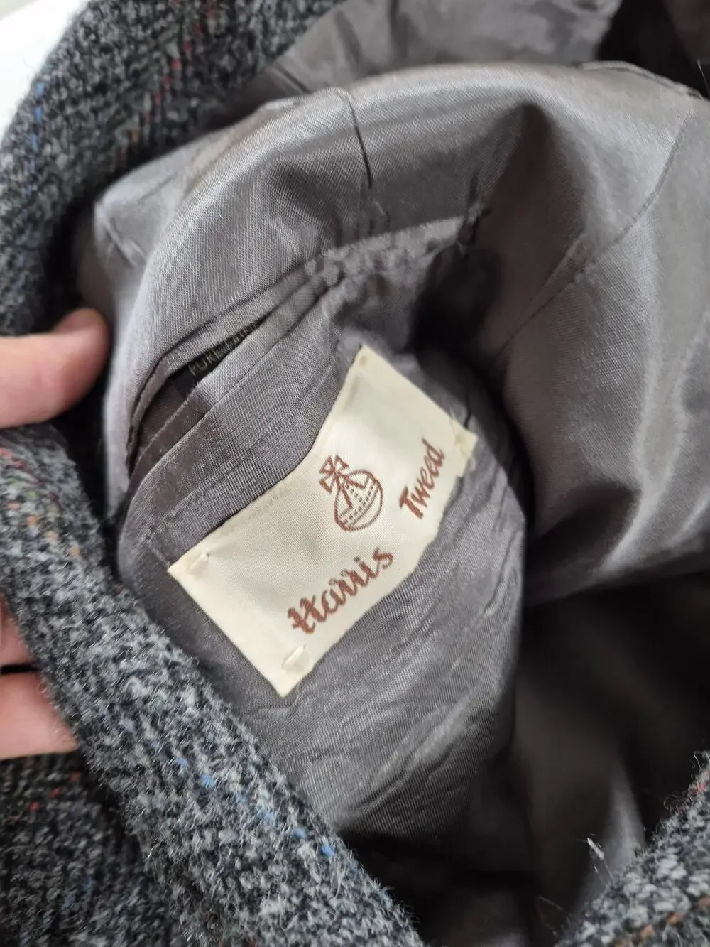 Harris Tweed Men's 38S Gray Wool Herringbone Sport Coat Blazer Scotland